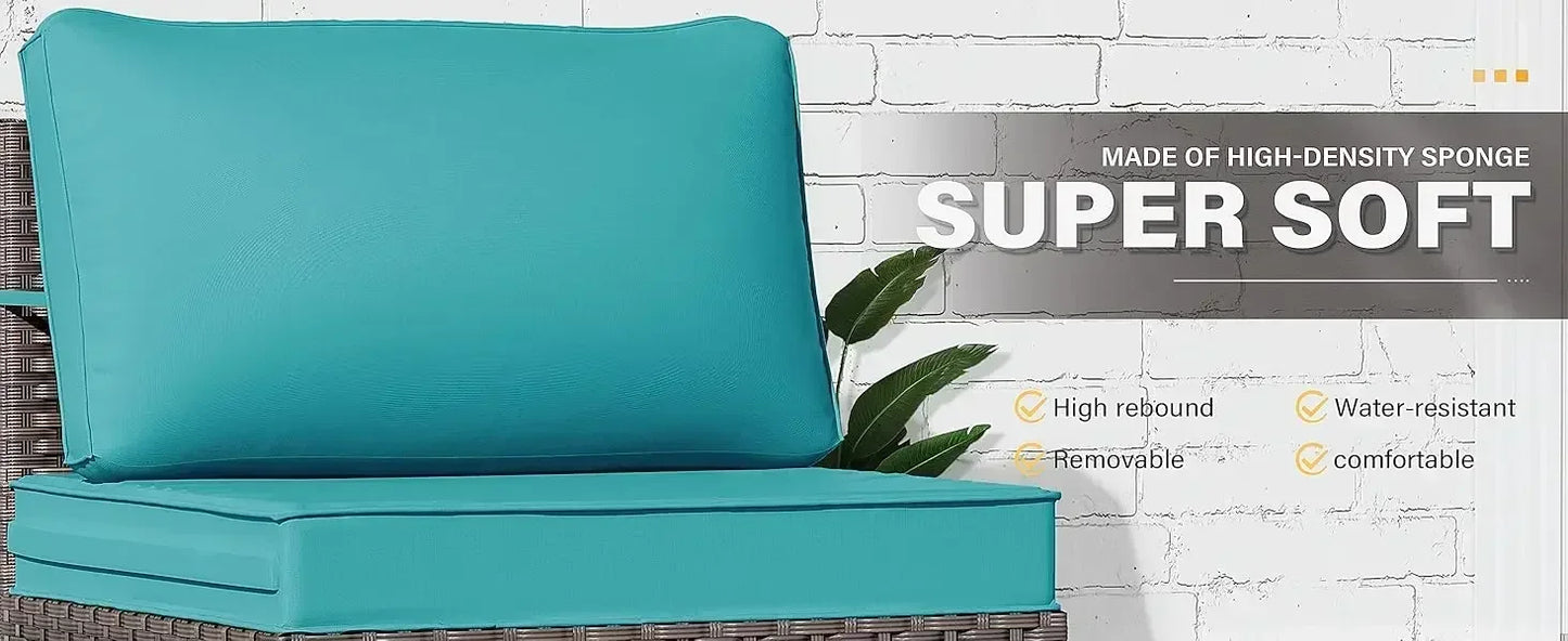 YND6-WQQkulavik 6PCs outdoor furniture set PE Wicker rattan sectional sofa patio conversation sets. navy blue