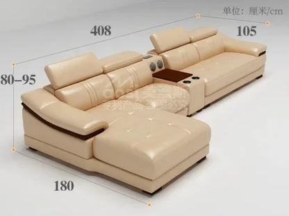 Genuine leather sofa head layer cowhide small unit,simple and modern functional, fashionable leather sofa combination decoration