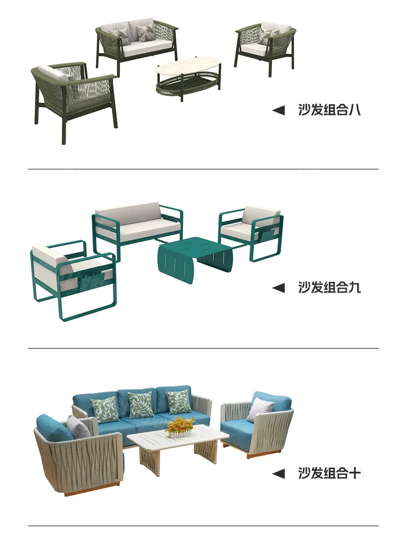 Outdoor Sofa Aluminum patio Villa Courtyard Garden Courtyard High end Hotel Leisure Simple Sofas set