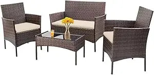 outdoor patio furniture set wicker patio set pe rattan furniture bistro set for outdoor indoor use with loveseats coffee table,