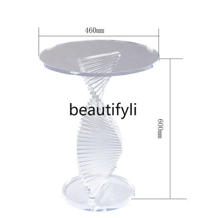 xzzSimple modern style small round table Nordic light luxury transparent corner few acrylic sofa side table