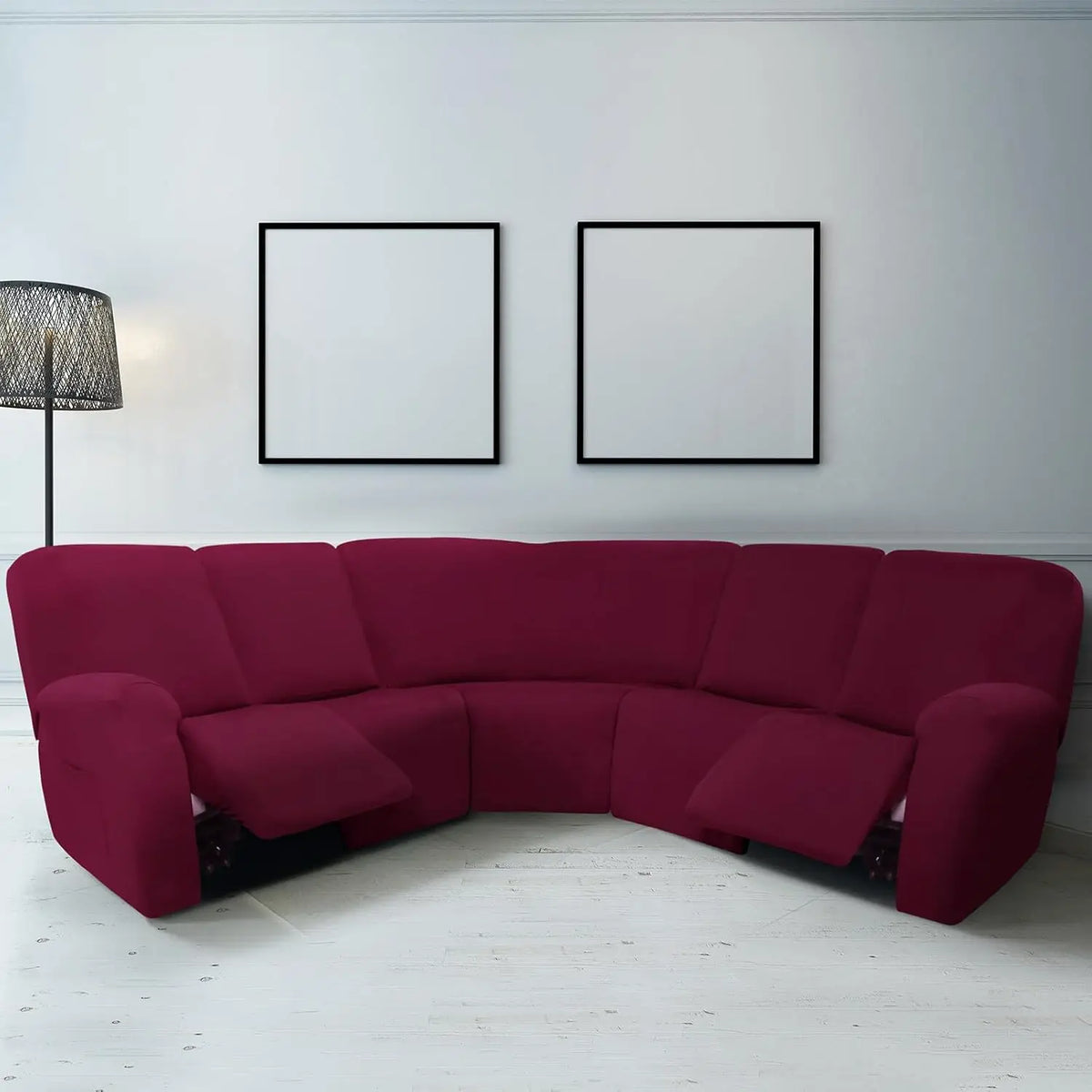 Milk Silk 7-Pieces Sectional Sofa Covers 5-Seater L Shape Recliner Sofa Cover Slipcover Washable Furniture Cover Protector