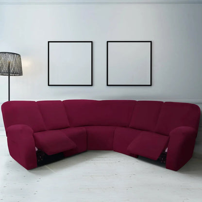 Milk Silk 7-Pieces Sectional Sofa Covers 5-Seater L Shape Recliner Sofa Cover Slipcover Washable Furniture Cover Protector