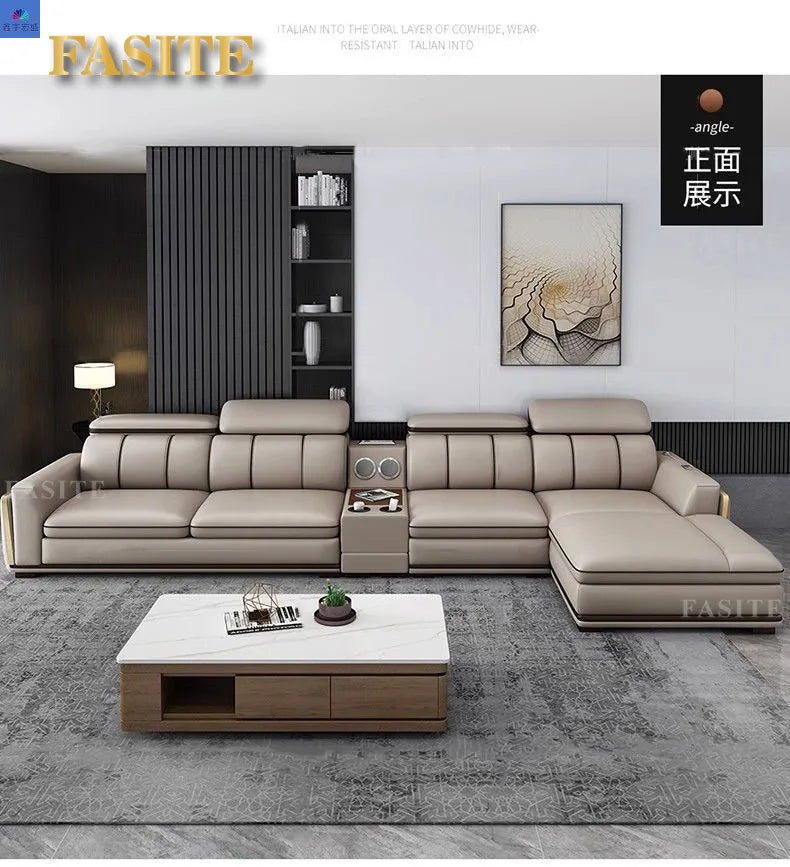 Luxury First-Layer Sofa Classic Light Living Room Size Princess Apartment Straight Row Home Combination