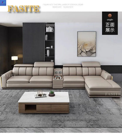 Luxury First-Layer Sofa Classic Light Living Room Size Princess Apartment Straight Row Home Combination