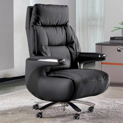 Contemporary Executive Recliner Chair Luxury Black Synthetic Leather Office Furniture Massage Feature for Boss Office Workers