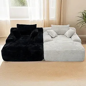 67'' Boneless Chaise Lounge Chair Indoor,Cloud Sofa Couch Bed,Sleeper Chair for Living Room Bedroom, Oversized Corduroy Couchs w