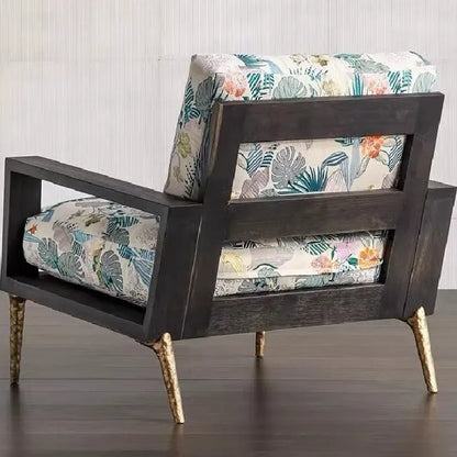 American retro single sofa chair living room lazy chair designer solid wood Nordic light luxury leisure chair