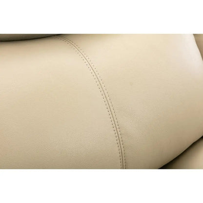 Cream Manual Recliner Loveseat Sofa Set 1+2+3 Seater Pillow Top Arms Pocket Spring Seating Leather Upholstery