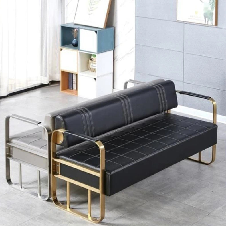 Gold Modern Luxury Wrought Iron Waiting Chair Hair Salon Barber Shop Dining Room Furniture