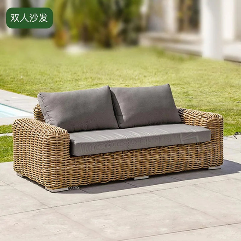 Modern Leisure Hotel Outdoor Garden Lounge Sofa Sectional Set Wicker Rattan Patio Balcony Furniture for Living Room
