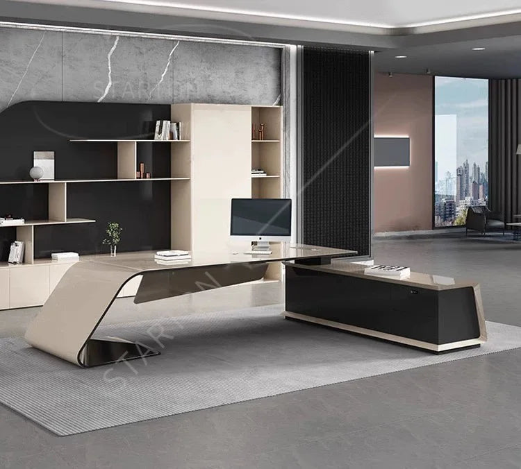European Style Fashion Company Ceo Desk Modern Design Office Furniture L Shape Design Office Table Wooden Office Desk
