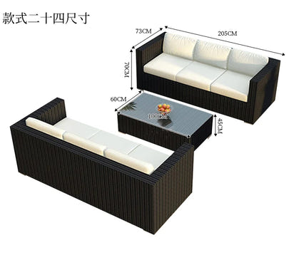 Terrace Modern Garden Sofas Outdoor Combination Courtyard Nordic Garden Sofas Waterproof Pe Rattan Furniture Sofá Jardín MHHYSF