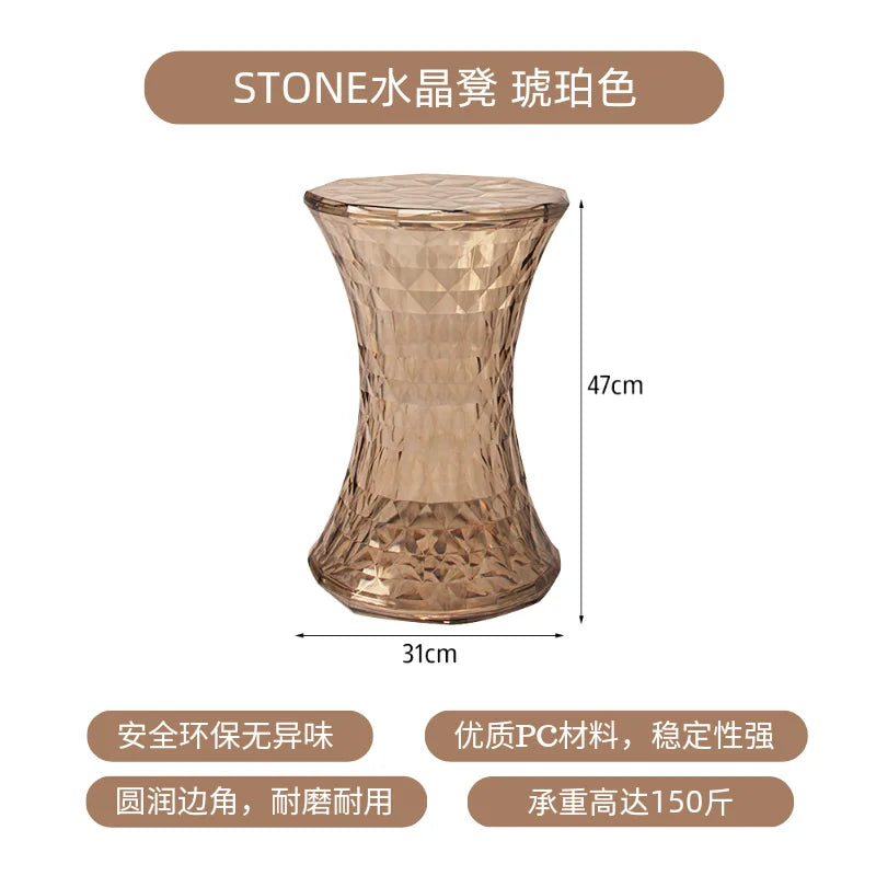 Nordic creative crystal stool Nordic simple color transparent bathroom home shoe changing  creative ins low