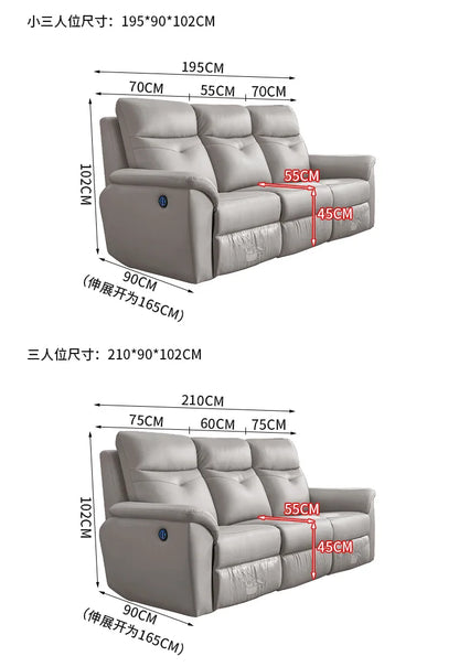 Comfort Electric Recliner Sofa Leather Sectional Genuine Retractable Combined Couch Bed Convertible Divano Letto Furnitures