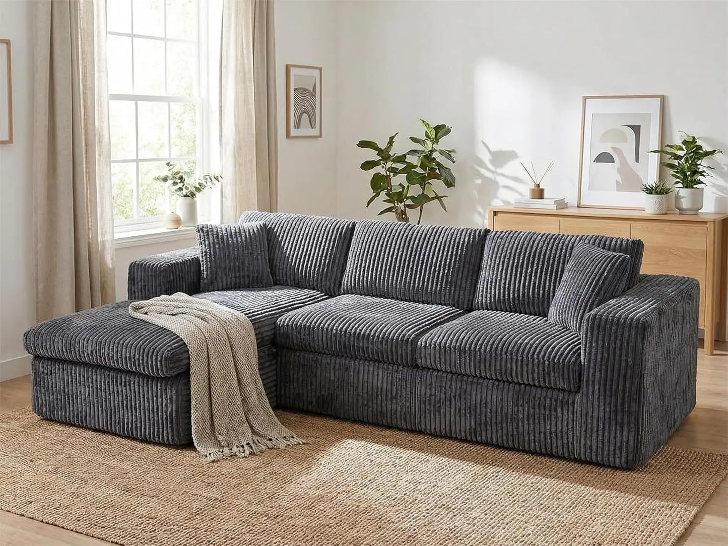 105" Boneless Couches for Living Room, Sectional Couches Modular Sofa with L-Shaped Chaise, Memory Foam Comfy Cloud Couch