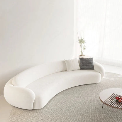 Three-Person Curved Sofa for Small Apartments Lamb Fleece Comfortable Living Room Furniture L-shaped Corner Couch