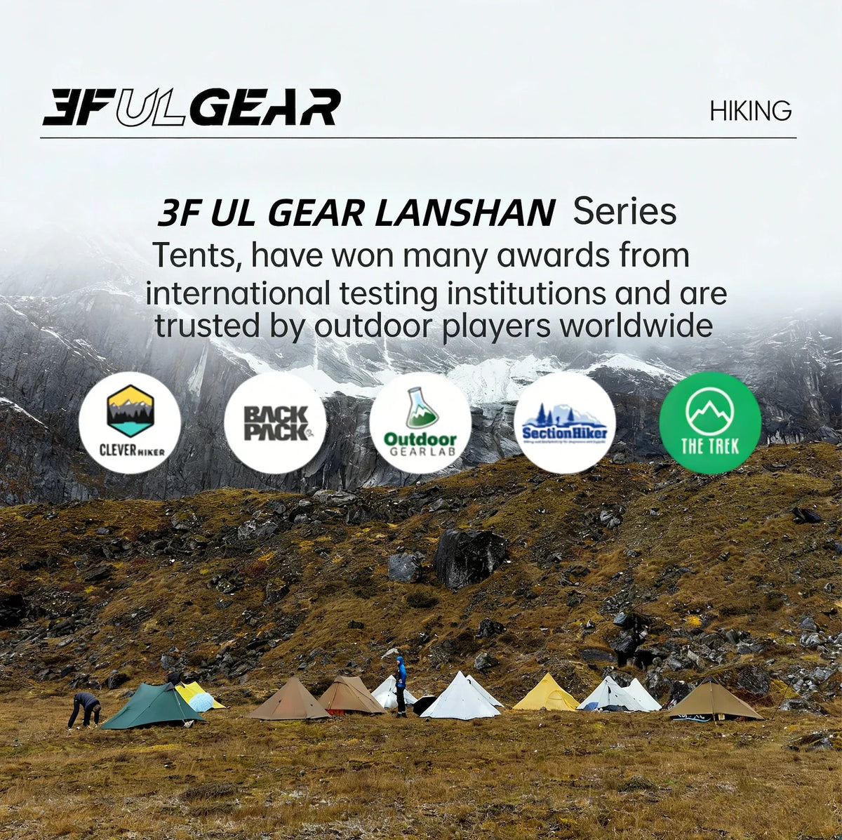 LanShan 2 3F UL GEAR 2 Person 1 Person Outdoor Ultralight Camping Tent 3 Season 4 Season Professional 15D Silnylon Rodless Tent