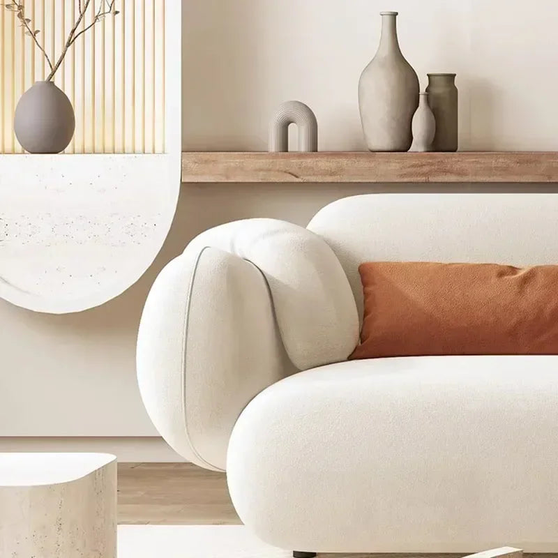 White Technology Cloth Sofa Set Modern King Size Foam Sponge Tatami Couch Large Reading Design Soft Big Bank Bedroom Furniture