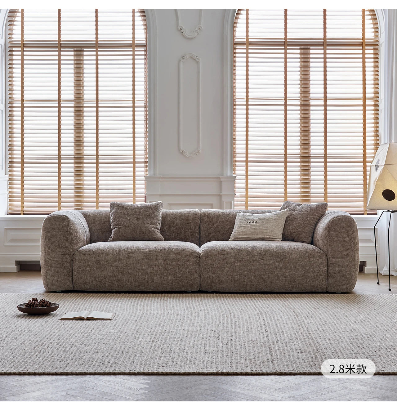 Large Retro Lounge Lazy Sofa Modern Chenille Apartment Living Room Cream Tofu Blocks Style Fabric Armchairs Home Furniture