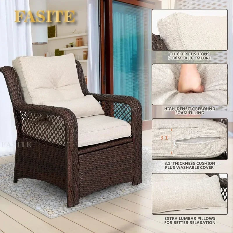 Long - lasting 6 Pieces Patio Furniture Set, Wicker Outdoor Patio Sets, Sectional Rattan Sofa Chairs with Coffee Table