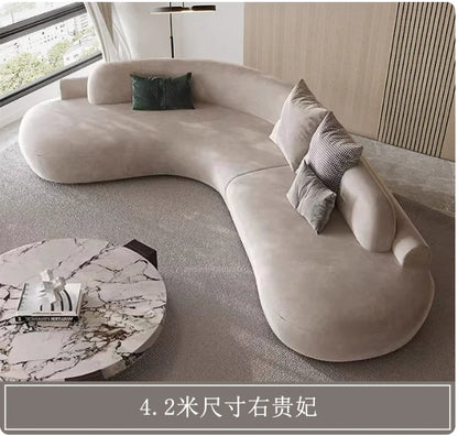 Customizable Italian Minimalist Arc Sofa - Modern Luxury Designer Fabric Sectional for Model Homes
