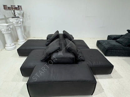 Black Chenille Fabric Sectional Living Room Module Sofas Set Sectional Floor Sofa Couch