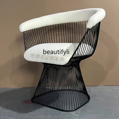 High-end stainless steel dining chair single sofa chair designer home living room wrought iron balcony