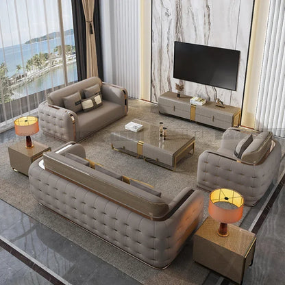 Luxury Fancy Living Room Sofa Genuine Leather Designer Italian Sofa Loveseat Single Canape Salon De Luxe Apartment Furniture