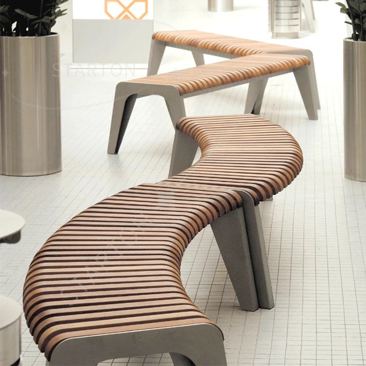 Mode belle chaise longue banc de parc public centre commercial banc en bois
