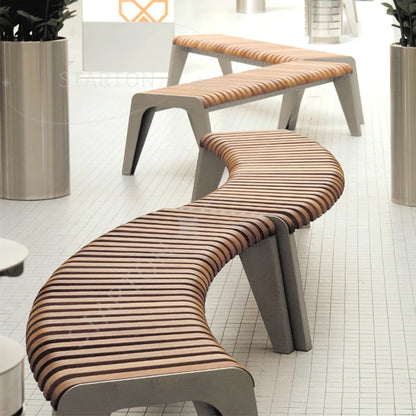 Mode belle chaise longue banc de parc public centre commercial banc en bois