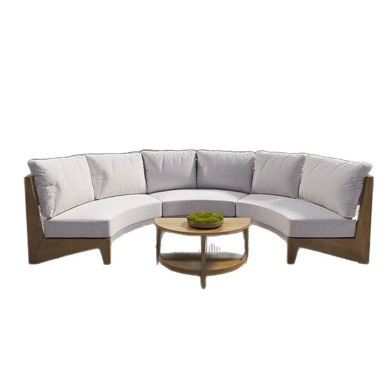 Outdoor sofa teak courtyard terrace leisure resort hotel outdoor deck rattan sofa garden furniture