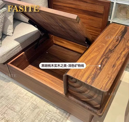 Solid wood sofa black walnut living room new new Chinese-style small apartment storage box body dual-purpose