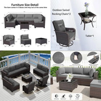 all-weather outdoor patio furniture set: sectional sofa in pe wicker for modular conversation areas