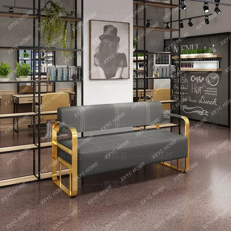 A Barber Shop Sofa Waiting Chair Stainless Steel Office Reception Sofa Chair