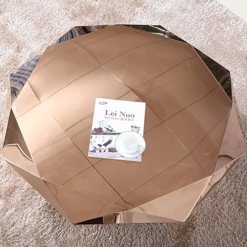 Post-modern light luxury small apartment stainless steel diamond coffee table creative simple designer home living room sofa sid