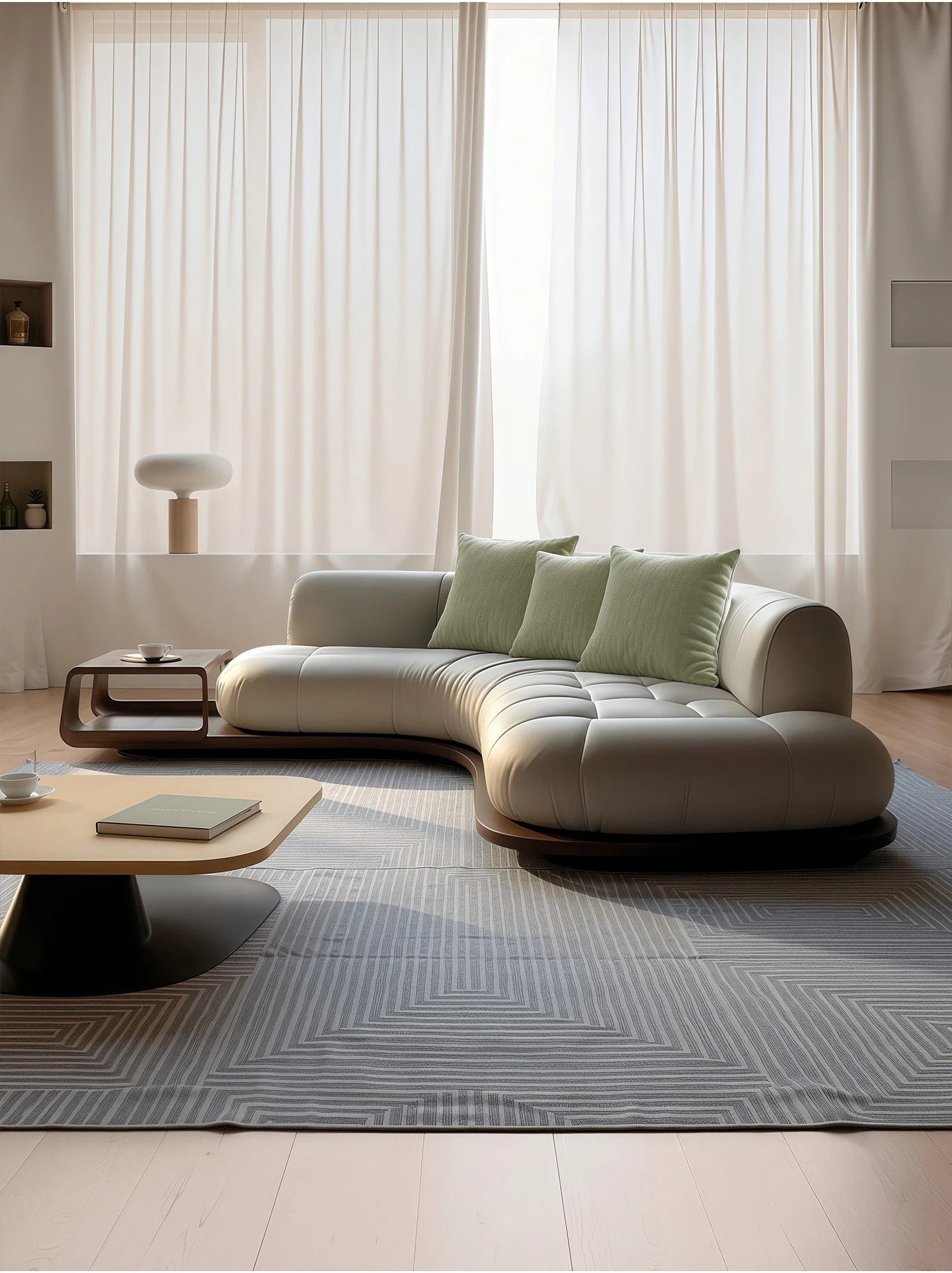 Arc corner sofa living room corner creative coffee table combination furniture simple and modern