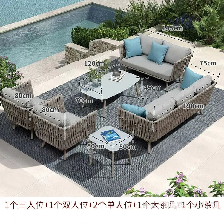 Outdoor Sofa Courtyard Outdoor Garden Terrace Balcony casual Sofa Rattan Woven Rattan Chair Furniture Combination