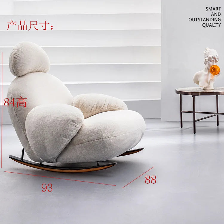 Large Rocking Living Room Chair Recliner White Comfortable Modern Chair Nordic Luxury Fluffy Mecedoras De Adultos Home Furniture