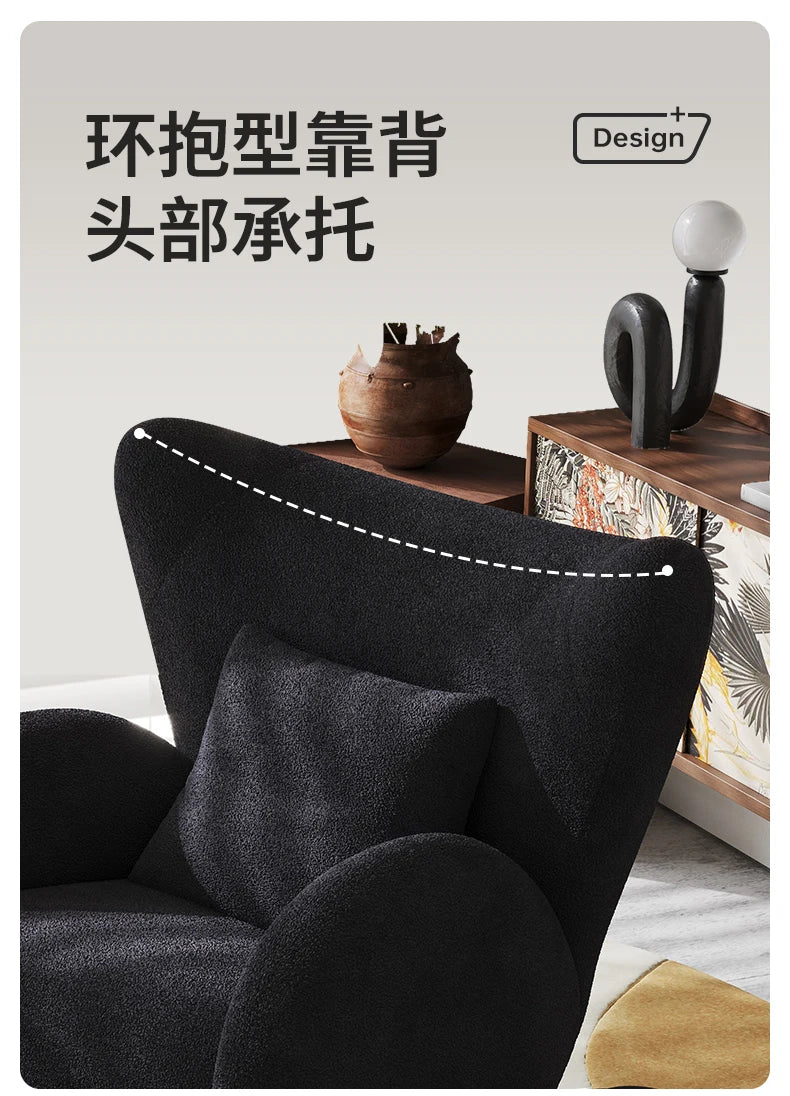 Cream Antelope Single Living Room Sofa Fabric Leisure Chair Middle Antique Lazy Sofa