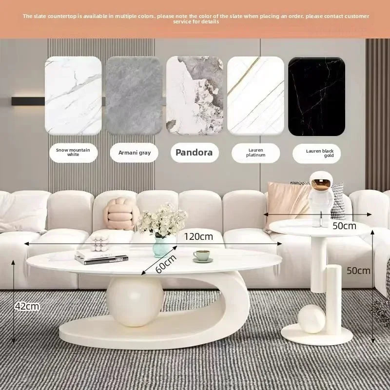 Bright Oval Coffee Tables for Tea Room Italian Rock Slab Easy To Clean Side Table Luxury Tables for Living Room a