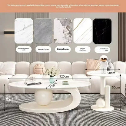 Bright Oval Coffee Tables for Tea Room Italian Rock Slab Easy To Clean Side Table Luxury Tables for Living Room a
