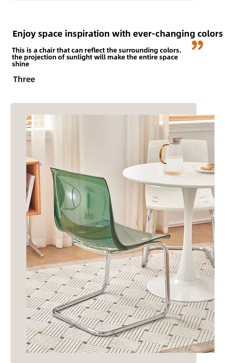 Nordic Modern Clear Acrylic Dining Chair Transparent Plastic Thickened Backrest Chair Simple Home Dining Room Furniture Design