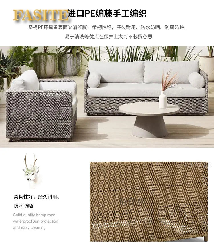 Nordic outdoor sofa, courtyard, terrace, balcony, leisure rattan chair, living room, outdoor waterproof High Quality