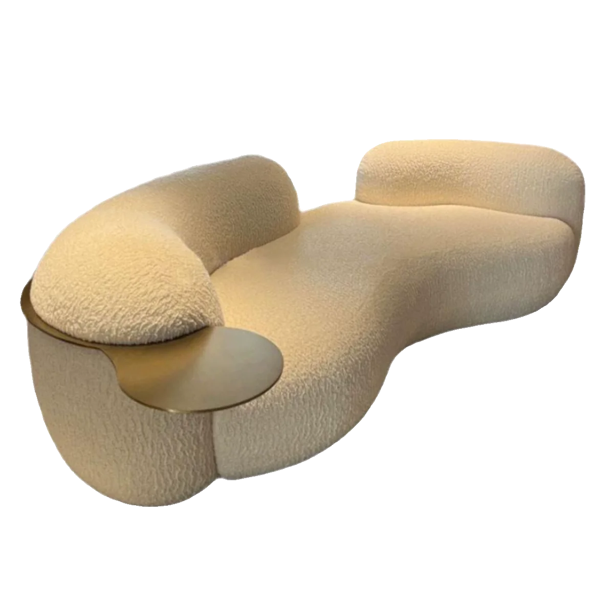 Cream wind creative curved sofa light luxury Italian minimalist pea small apartment guest leisure lamb wool fabric sofa