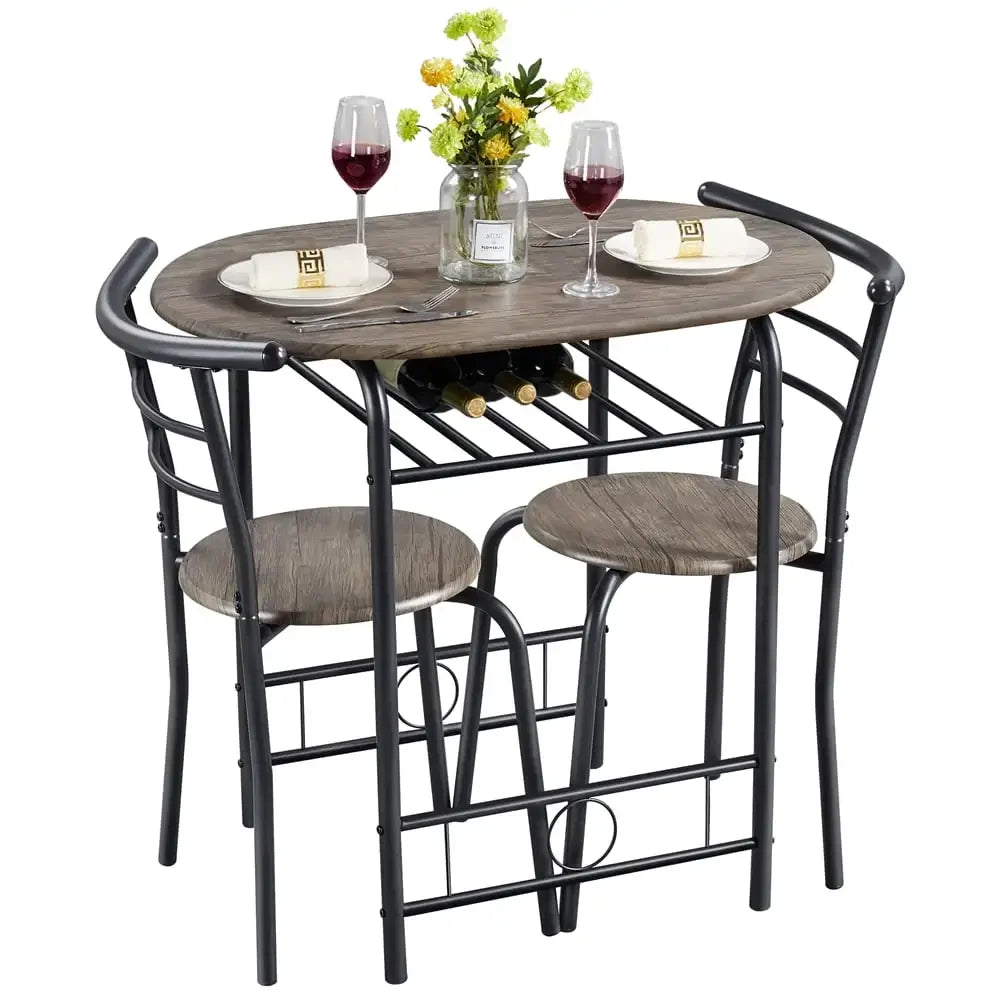 Alden Design Modern Dining Set 3pcs round Table And 2 Chairs Multiple Colors Available for Kitchen Room Furniture