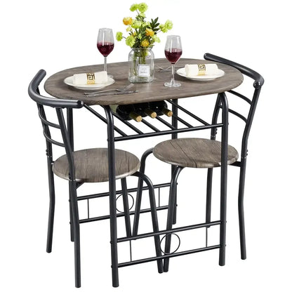 Alden Design Modern Dining Set 3pcs round Table And 2 Chairs Multiple Colors Available for Kitchen Room Furniture