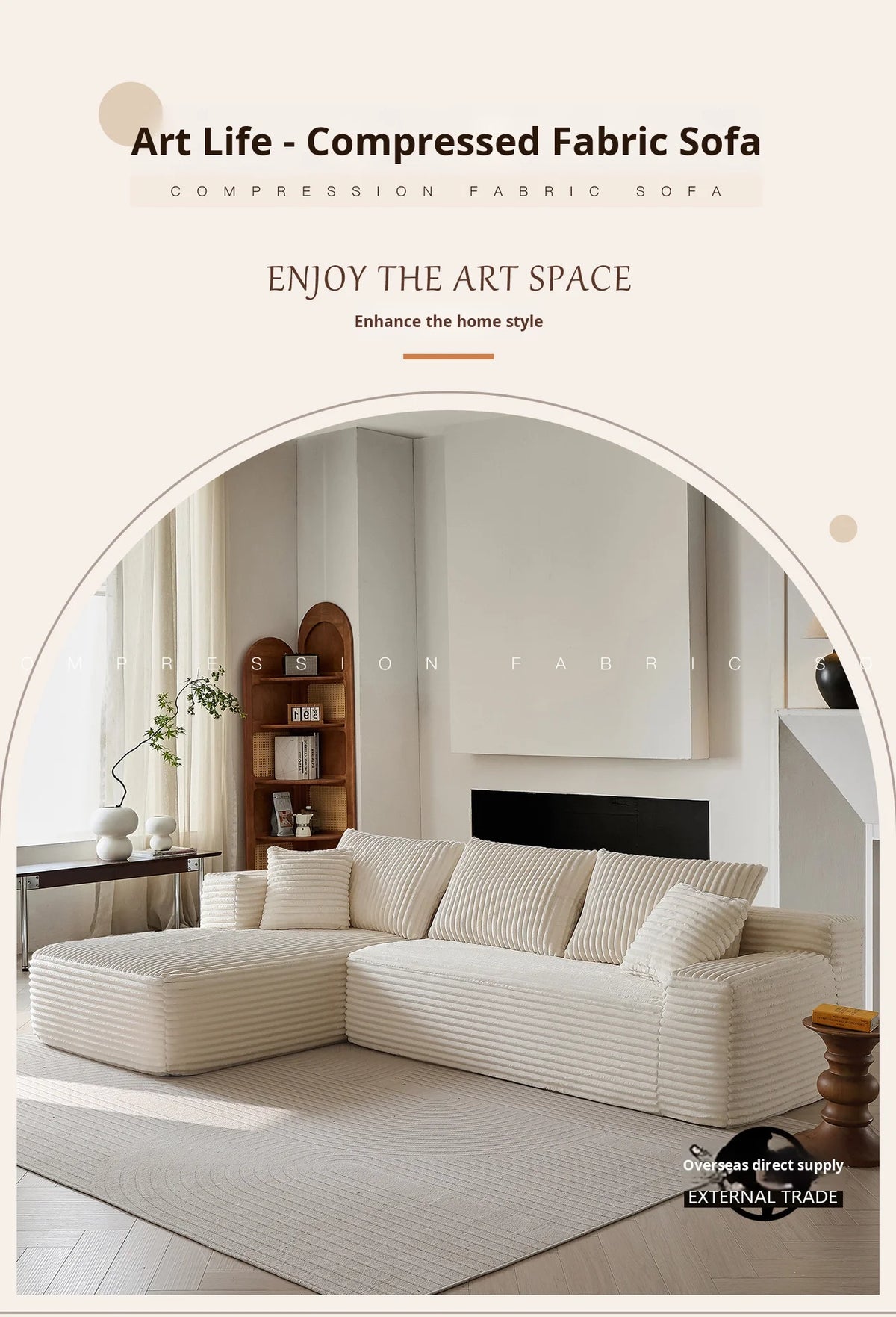 Modern Sectional Sofa Modular Design Fabric Sofa for Small Apartment Living Room