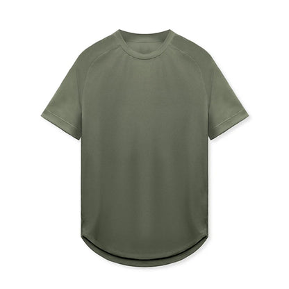 Men Summer Running Shirt Casual Solid Color Round Neck Quick-Drying Short Sleeve Athletic Tops for Streetwear