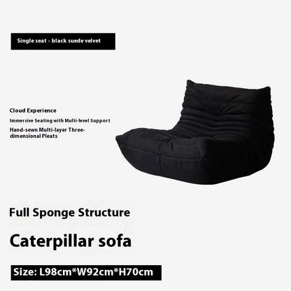 Caterpillar Floor Sofa Lazy Chair Single Seat High Density Foam Recliner Modern Lounge Couch for Bedroom Living Room Balcony